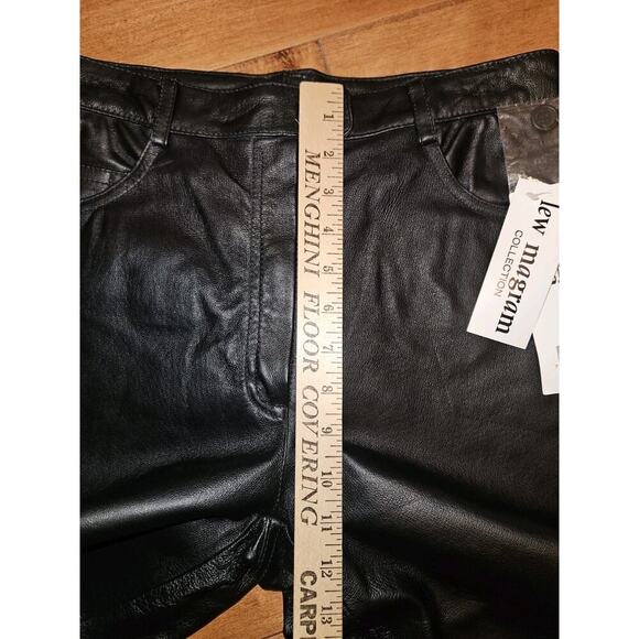 NWT Vintage Lew Magram 5 Pocket Leather Pants Black Lined Straight Leg Size 6 - Picture 10 of 10